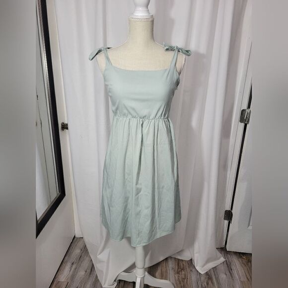 Clarisbelle shoulder tie cute mint green dress - Picture 2 of 13